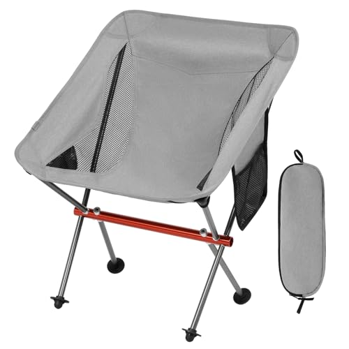 SHALLWE Ultralight Camping Chairs, All Aluminum Frame Portable Folding Camp Chair for Adults, Lightweight Collapsible for ...