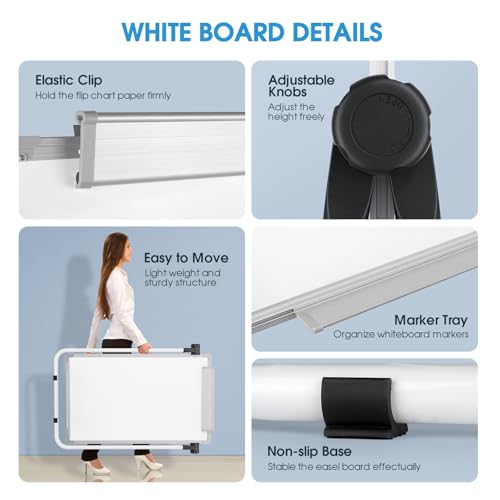 (Bundle of 2 Set) MaxGear Large White Board with Stands, 36" x 24" Big Easel Whiteboard Double Sided Easel Dry Erase Board...