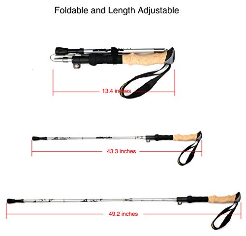 A ALAFEN Aluminum Collapsible Ultralight Travel Trekking Hiking Pole for Men and Women (Fits 5'3" - 6'2")