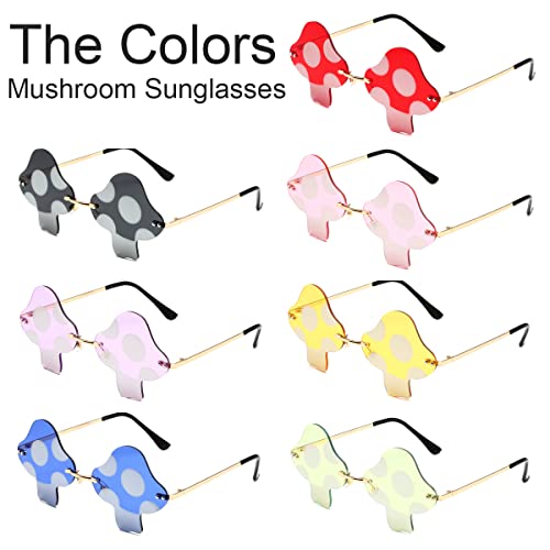 JOVAKIT Mushroom Shaped Sunglasses for Women Men Vintage Rimless Sun Glasses Retro rave Party Halloween Eyeglasses