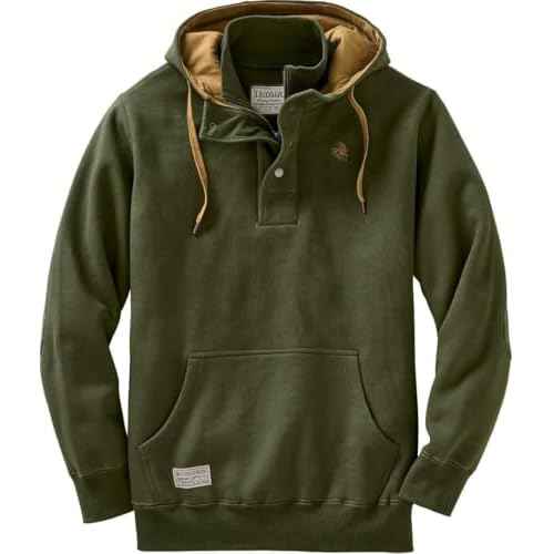 Legendary Whitetails Men's Hoodie Quarter Zip Quilted Sweatshirt Double Layered Lined Hood
