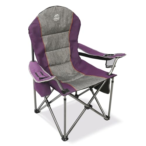LANMOUNTAIN Camping Chairs for Adults,High Back Folding Camp Chair with Cup Holder and Cooler Bag,Heavy Duty Outdoor Lawn ...