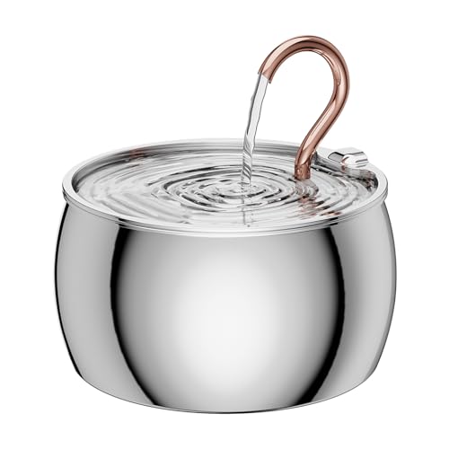 Cat Water Fountain Stainless Steel -2.5L/84oz Gooseneck Kitty Cat Fountain for Drinking Spout - Pet Water Fountain for Cat...