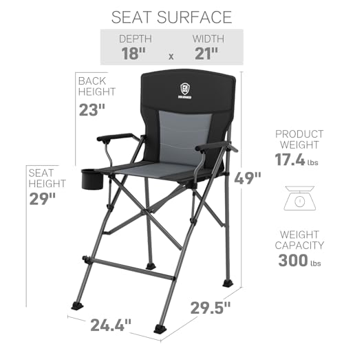 EVER ADVANCED Tall Directors Chair with Cup Holder 31", Bar Height Folding Chair for Camping, Sports with Carry Bag, Mesh ...