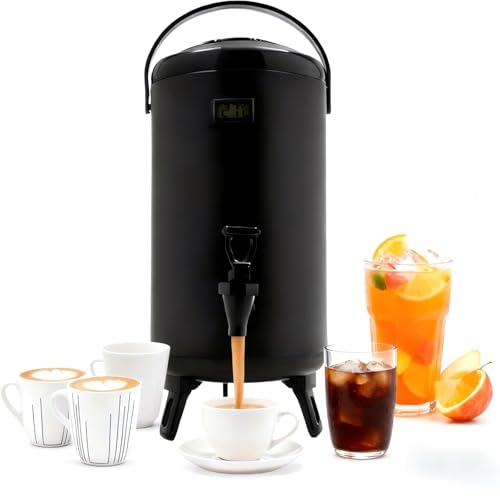 Insulated Beverage Dispenser, 3.2 Gal/12L Stainless Steel Thermal Drink Server with Spigot & Temp Display, Suitable for Ca...