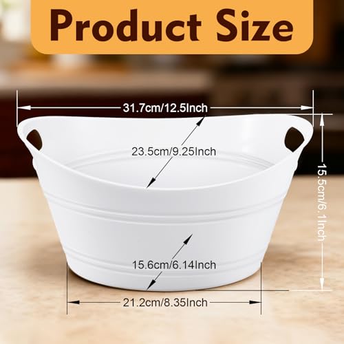 PLMMOUT 6 Pack Ice Buckets, Oval Storage Tub with Handles, Plastic Ice Drink Bucket for Parties, 4.5 Liter Beverage Storag...