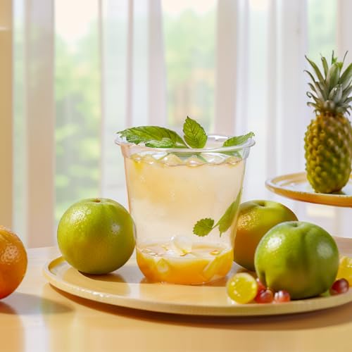 RMERVE Disposable Stemless Glasses 12oz Crystal Plastic Cups Disposable Cold Party Drinking Cups Wine Glasses for Meeting ...