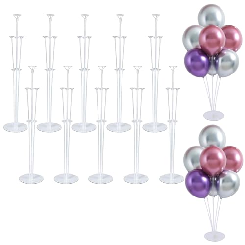 LOBUBT 10 Sets Balloon Stand Kits, Balloon Sticks Holder with Base for Table Centerpiece Graduation Birthday Baby Shower P...