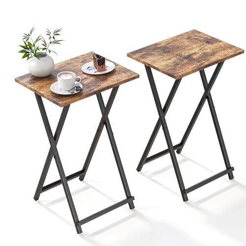 Acovy Foldable TV Trays, Small Folding Table, TV Trays Set of 2, TV Dinner Tray, Side Table for Bed, Couch, Portable Easy ...