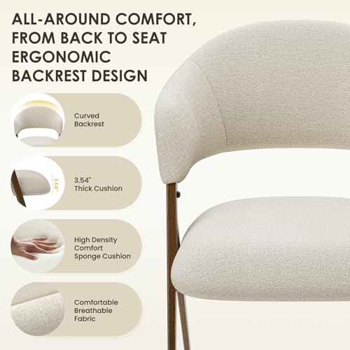 COLAMY Dining Chairs Set of 4, Modern Fabric Upholstered Dining Room Kitchen Side Chairs with Iron Legs, Open Back and Pad...