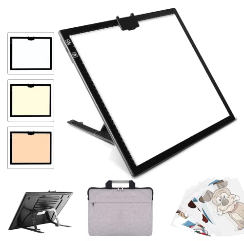 YINGWOND Rechargeable A3 LED Light Pad with Carry Bag, Adjustable Brightness Light Box with 3 Colors, Built-in Stand, 2500...