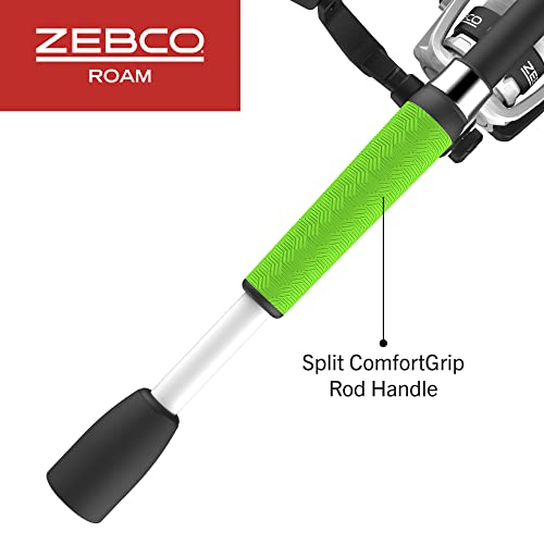 Zebco Roam Spinning Reel and Fishing Rod Combo, 6-Foot Fiberglass Fishing Pole, Split ComfortGrip Handle, Soft-Touch Handl...