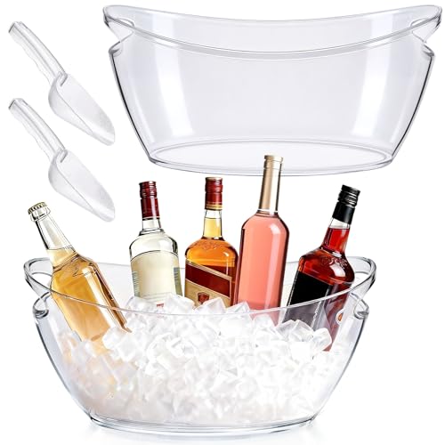 Ice Bucket 2 Pcs, Clear Acrylic Ice Buckets for Parties, Plastic Beverage Tub & Champagne Bucket for Mimosa Bar Supplies, ...