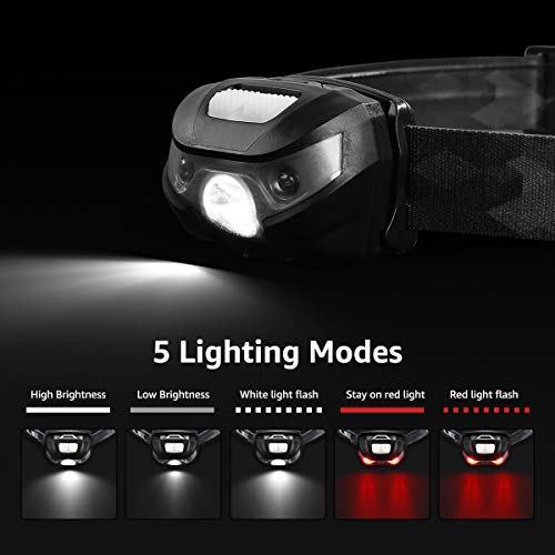 Lepro LED Headlamp Rechargeable - Super Bright Head Lamp with 5 Modes for Camping & Hiking Gear Essentials, IPX4 Waterproo...