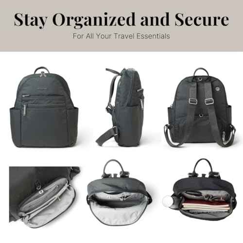 Securtex¢ç Anti-theft Vacation Travel Backpack 10x13" Slash-Resistant Nylon Daypack w/RFID, Charcoal