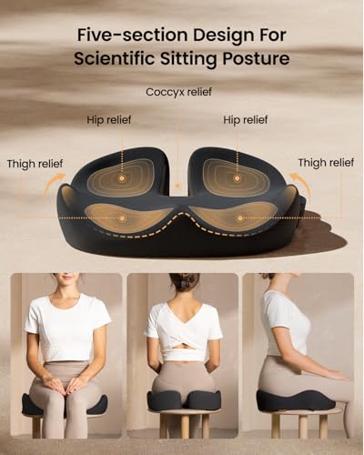 ProtoArc Seat Cushion, Office Chair Cushion for Sciatica, Coccyx Cushion, Ergonomic Memory Foam Seat Cushion for Car, Hom...