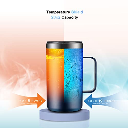KXIAOCHEN 20oz Insulated Coffee Mug with Lid, Stainless Steel Coffee Cup, Double Wall Vacuum Coffee Tumbler with Handle, P...