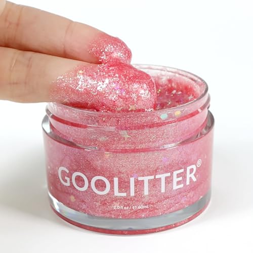 Goolitter Face, Body & Hair Holographic Pink Glitter Gel [Pink Princess] 2oz (60mL) | Fine | K-Beauty | Halloween, Festiva...