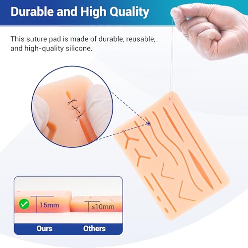 Alcedo Suture Practice Kit for Medical Students | Complete Set (32 Pieces) Include Durable Large Suturing Pad with Pre-Cut...