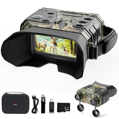 WOSPORTS 4K Night Vision Goggles with 36MP Photo, 1300FT Range, Built-in Flashlight & Compass, 5000mAh Battery, Supports 2...