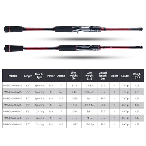 Goture Travel Fishing Rods with Case, 4 Piece Fishing Rod, Casting/Spinning Rod, 24T Carbon Fiber Quality Fishing Pole for...