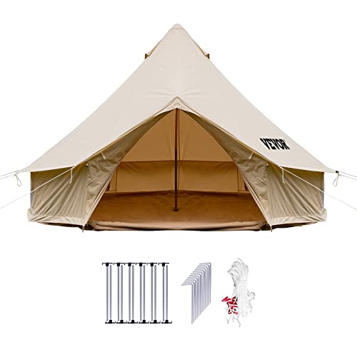 Happybuy Canvas Bell Tent - 4 Seasons Breathable 100% Cotton Canvas Yurt - w/Stove Jack, Luxury Glamping Tent Waterproof f...