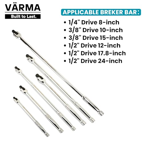 VÄRMA 3/8" Drive Breaker Bar Replacement Head Kit 2PCS – CR-MO Flex Head Repair Set with Drive Squares, Screws & Washers –...