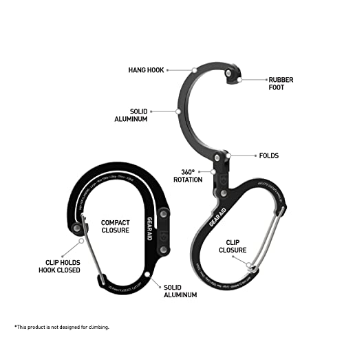 GEAR AID HEROCLIP (Large) Carabiner Gear Clip and Hook for Hanging Heavy Duty Items, Camping Backpacks, Suitcases, Kayaks,...