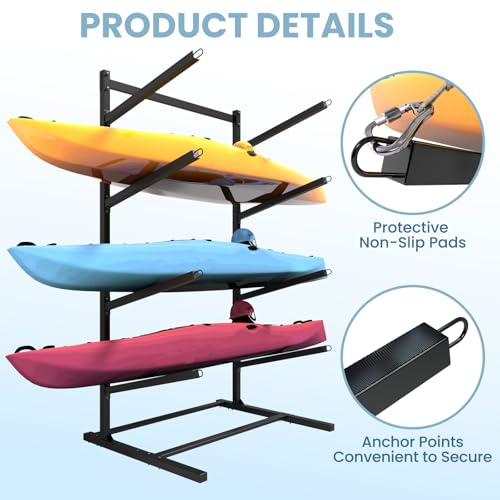 BBTEQEKN Kayak Storage Rack, Heavy Duty Kayak Racks for Garage and Outdoor Storage, for Kayak, Canoe, Surfboard, Paddleboard
