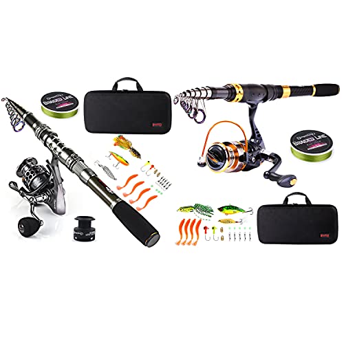 Sougayilang Telescopic Fishing Rod Reel Combos Portable Fishing Pole with Spinning Reel Fishing Carrier Bag for Travel Sal...