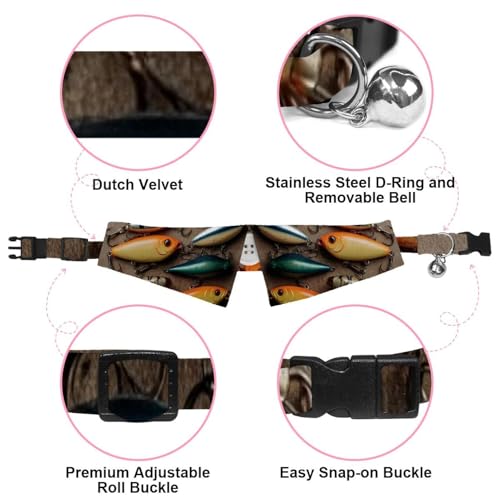 Double Pack Quick-Release Dog Bow Ties – Adjustable 11-12 Inches, Perfect for Hyperactive Pets & Outdoor Adventures (Fishi...