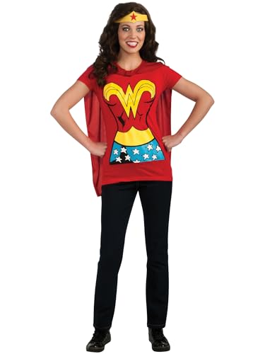 Rubies Women's DC Comics Wonder Woman T-Shirt with Cape and Headband