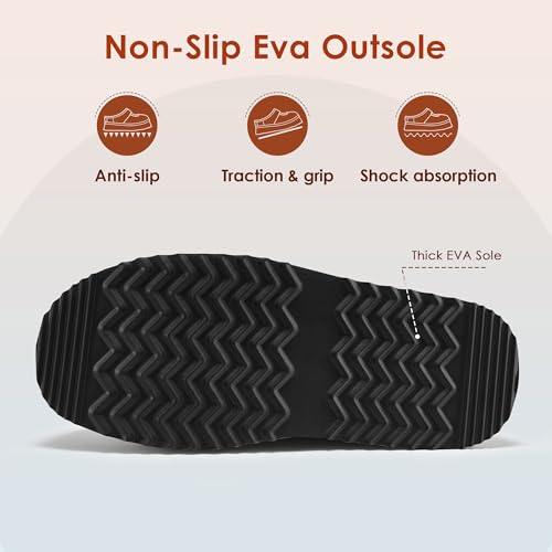 Vilanva Platform Slippers for Women Cozy Fur Lined Slip on Mary Jane Winter Shoes Warm Comfy House Slippers for Indoor Out...