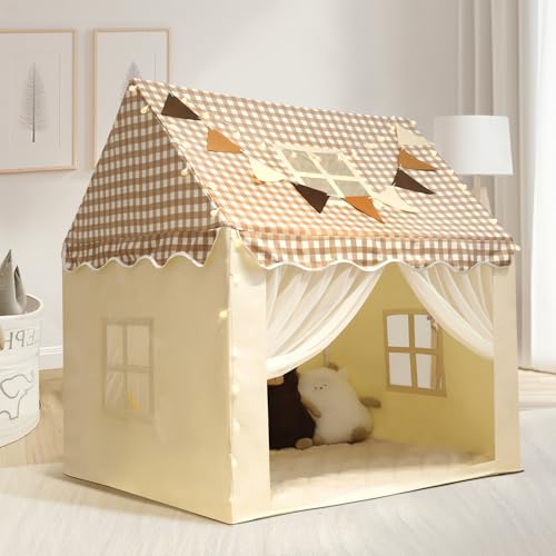 RONGFA Playhouse for Indoor & Outdoor, with Star Light, Flags and Carry Bag, Washable Kids Tent for Girls & Boys (Lattice ...