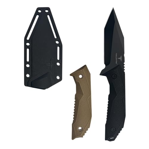 TAKUMITAK Hunting Survival Knife 9" Full Tang Fixed Blade Knives Camping Gear with Extra Set of FRN Handle Scales, MOLLE C...