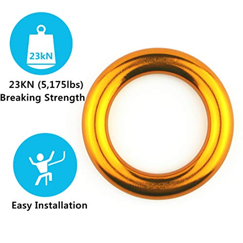 PROND Aluminum Rappel Ring, Climb Perfect Tension Aluminum Alloy O-Ring, 23KN Rappel Rings for Rock Climbing Arborist and ...