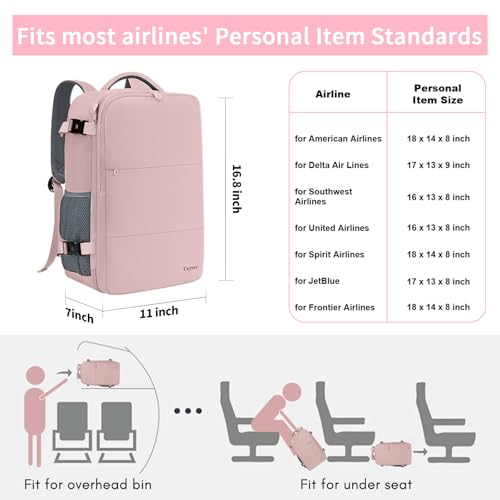 Taygeer Travel Backpack for Women, Carry On Backpack with USB Charging Port & Shoe Pouch, TSA 15.6inch Laptop Mochila Flig...
