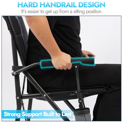 2 Pack Oversized Folding Camping Chair for Adults, Supports 450 LBS Camping Chairs, Heavy Duty Camping Chair with Side Poc...