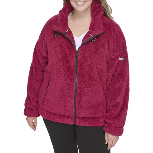 Calvin Klein womens Rope Detail Oversized Hoodie Sherpa Zip Up Jacket