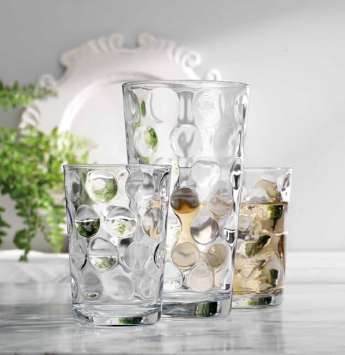 Home Essentials & Beyond Glassware Set 18 Piece Mixed Drinkware Set. 6 Highball Tumblers-17 oz., 6 Rock Whiskey-13 oz., an...