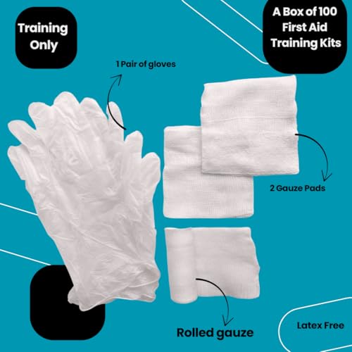 MCR Medical Box of 100 First Aid Training Kits, Basic