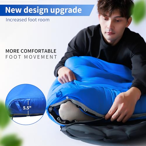 QEZER Down Sleeping Bag for Adults, 600 Fill Power, Ultralight & Compact with Compression Sack for Backpacking, Camping, H...
