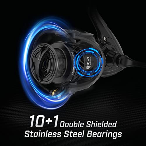 Piscifun Carbon X II Spinning Reels, Light to 5.5oz, Upgrade Carbon Frame Rotor, 22LBs Max Drag, 10+1 Shielded BB, 6.2:1/...