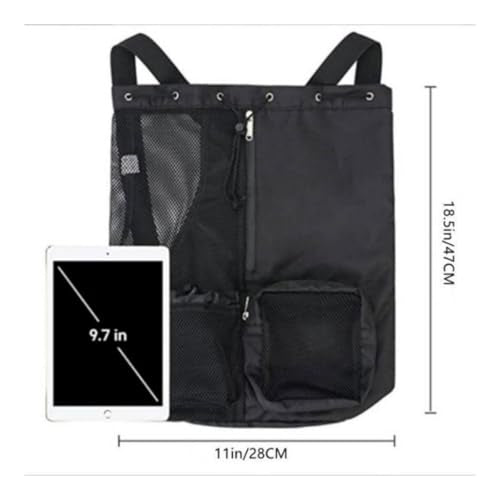 Drawstring backpack-Mesh Backpack for Swim, Lightweight Gym Bag .(Black)
