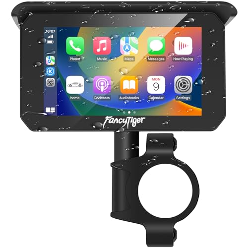 FancyTiger Motorcycle Carplay & Motorcycle Android Auto, 5 Inch IPS Motorbike GPS Touch Screen, Motorbike GPS Navigation S...