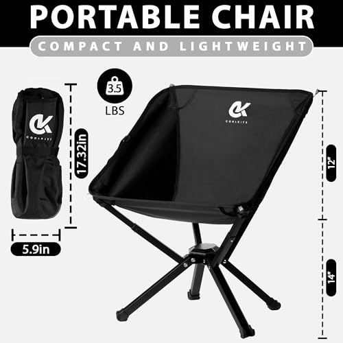 Coolklick Camping Chairs, Beach Chair 330lb Capacity, Folding Chairs for Outside, Travel, Hiking, Backpacking & Adventure.