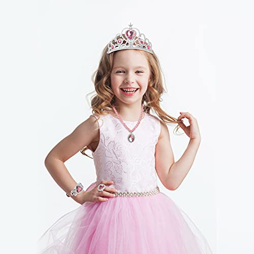 Princess Dress Up Party Accessories for Princess Costume Gloves Tiara Wand Necklace Earrings Bracelet and Ring Gift Set 9p...