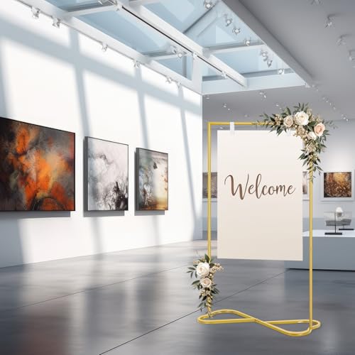 OUSHENG Wedding Welcome Sign Stand, Easel Poster Holder Metal Pictures Photo Board Rack with Heart Base for Reception Part...