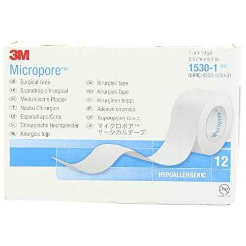 3M Micropore Paper Tape - White, 1" X 10Yds (Box of 12)(Pack of 2)