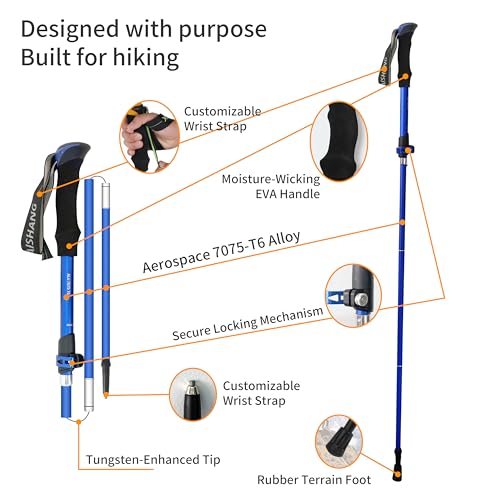 TGpao 2-Pack 7075 Aluminum Ultra-Light Folding Trekking Poles - Professional Hiking Walking Sticks, Adjustable, Portable f...